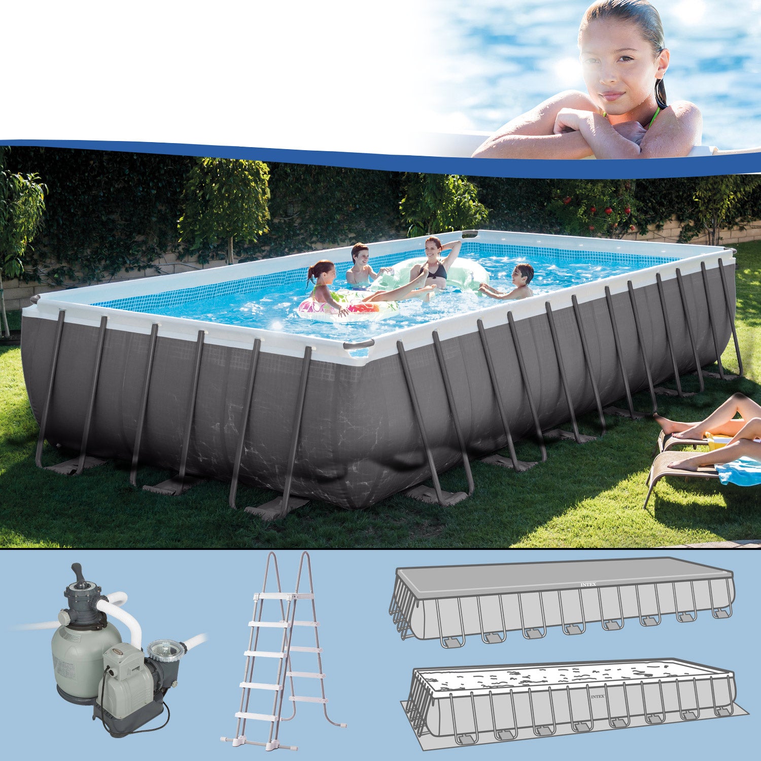 OFFERTA PISCINA ULTRA FRAME CM 732X366X132 CON POMPA FILTRO +ROBOT PULIZIA +SKIMMER