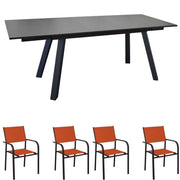 OFFERTA TAVOLO AGRA ALLUNGABILE 150/200/250X90 GRAFITE +4 POLTRONA DUCA GRAFITE/PAPRIKA