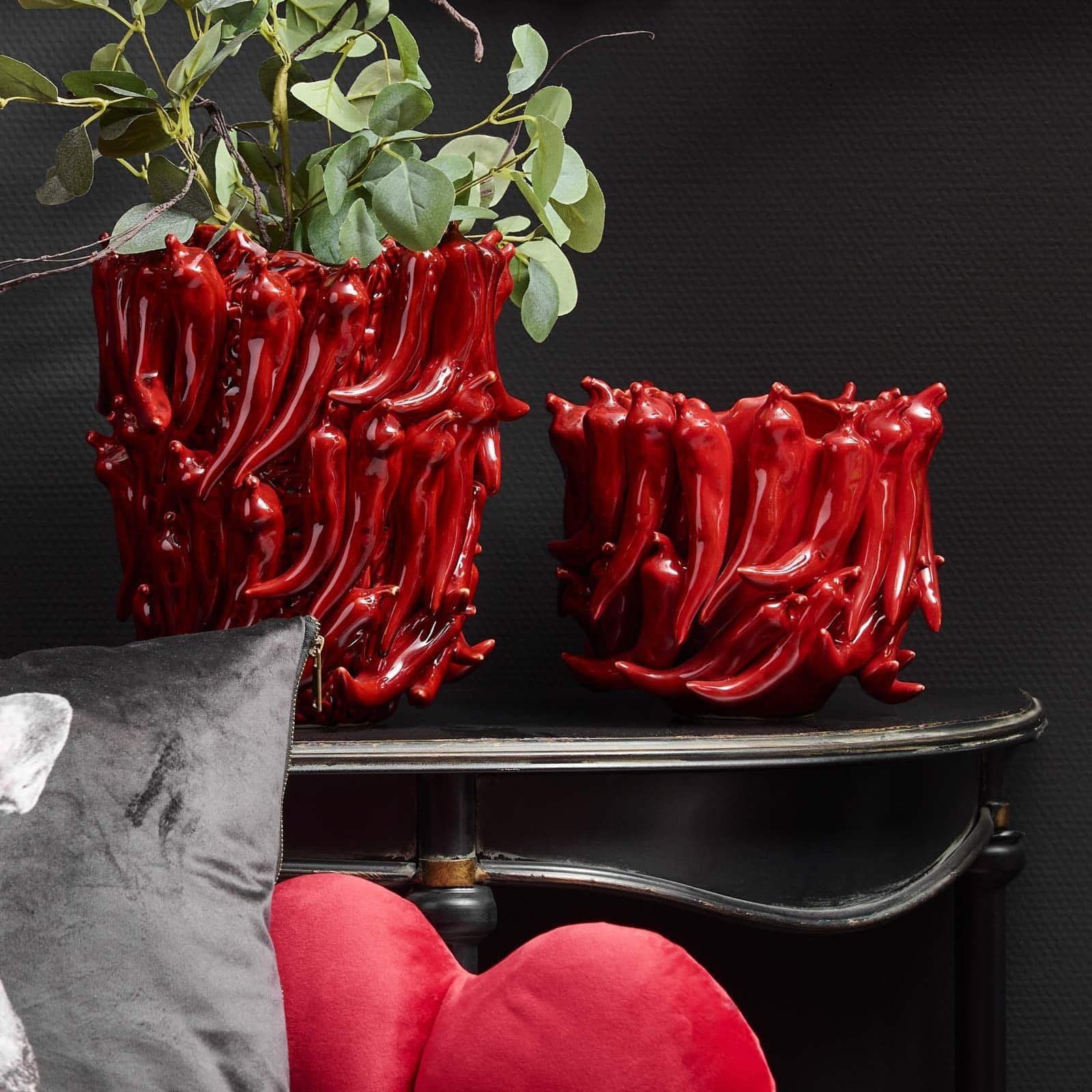 Vaso Chili Pepper in Ceramica 25x25x25 cm Rosso PERAGA HOME