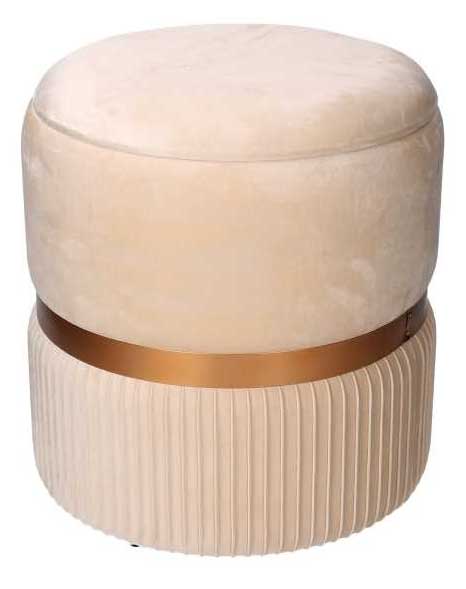 PUFF CONTENITORE IN VELLUTO CREMA D.35H39CM