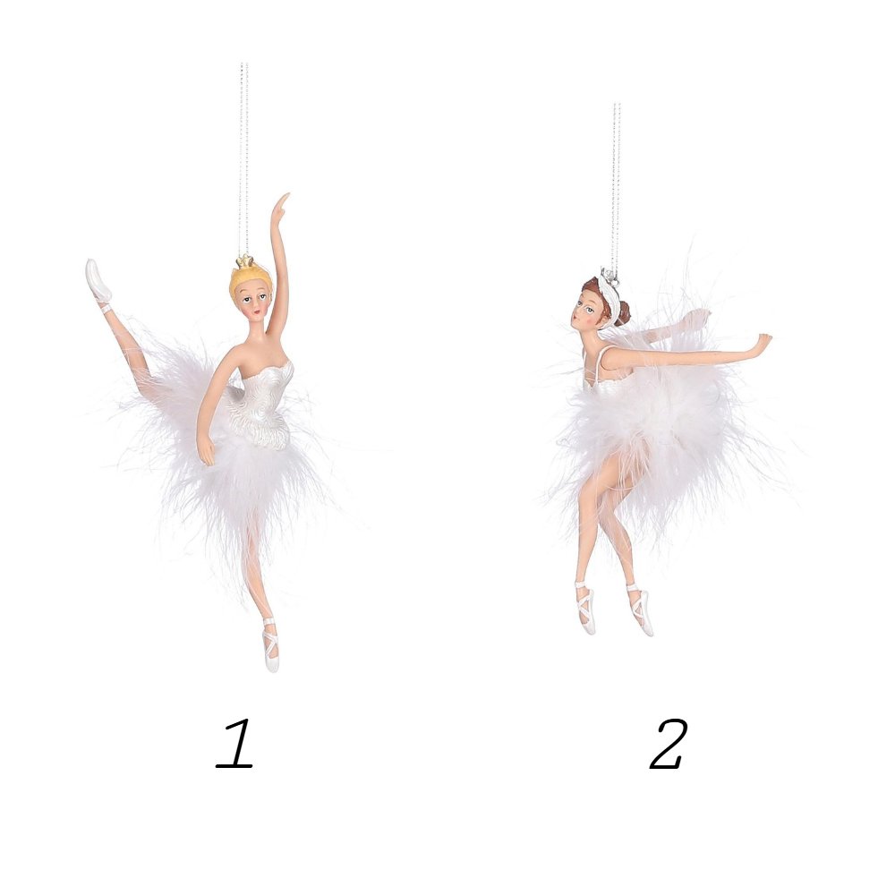 Decorazione 1 ballerina 18 cm bianco Peraga Christmas