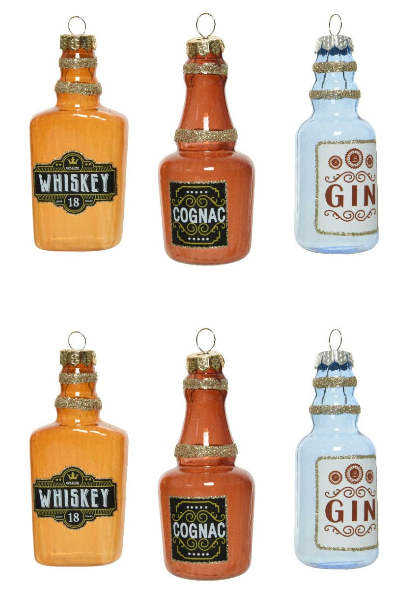 OFFERTA 6 BOTTIGLIE WHISKEY/GIN/COGNAC DA APPENDERE 4X4X9,4CM ASSORTITE