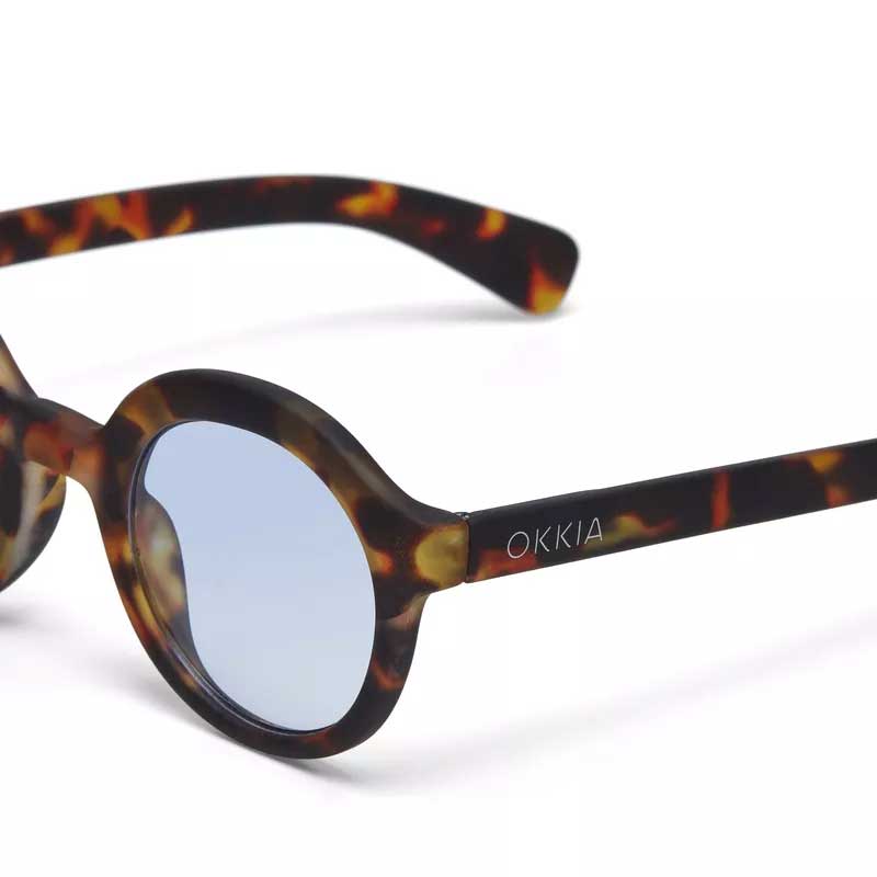 OCCHIALE DA SOLE MODELLO LAURO ROUND COLORE CLASSIC LENTI BLU GRADIENTE HAVANA