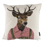 CUSCINO GOBELIN CON CERVO TIROLESE CAMICIA ROSSA 45X45CM