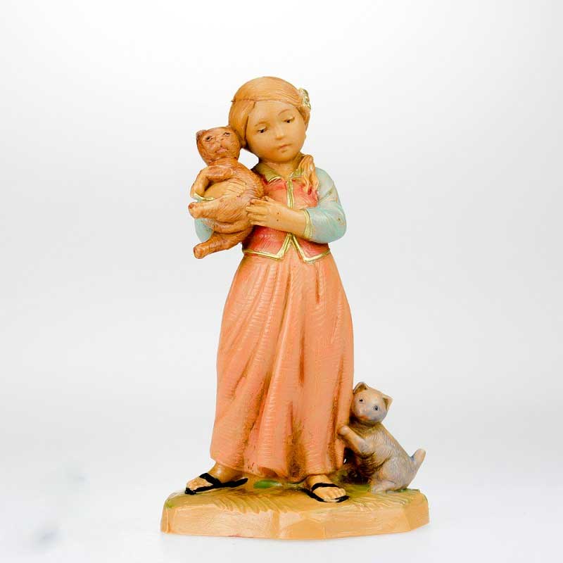 BIMBA CON GATTO 12CM IN RESINA