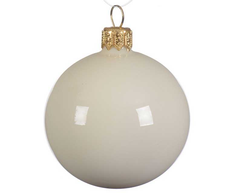 PALLINA DI NATALE IN VETRO BIANCO LANA LUCIDO 8CM