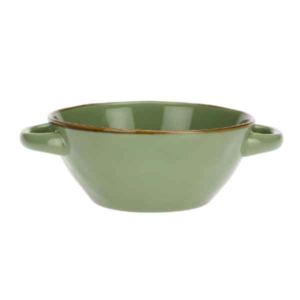 CIOTOLA DA ZUPPA CON MANICI VERDE OLIVA 14CM