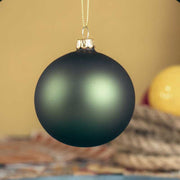 PALLINA DI NATALE IN VETRO VERDE PINO OPACO 8CM
