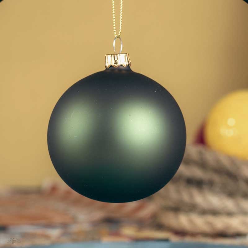 PALLINA DI NATALE IN VETRO VERDE PINO OPACO 10CM