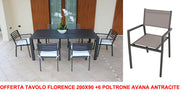 OFFERTA TAVOLO FLORENCE 200X90 +6 POLTRONE AVANA ANTRACITE