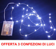 OFFERTA 3 CONFEZIONI DA 40 MICROLED LINEARI LUCI BIANCO FREDDO A BATTERIA