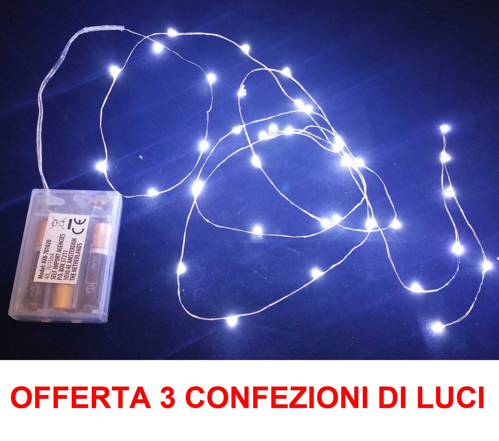 OFFERTA 3 CONFEZIONI DA 40 MICROLED LINEARI LUCI BIANCO FREDDO A BATTERIA