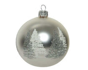 PALLINA DI NATALE ARGENTO CON DECORAZIONE ALBERO 8CM
