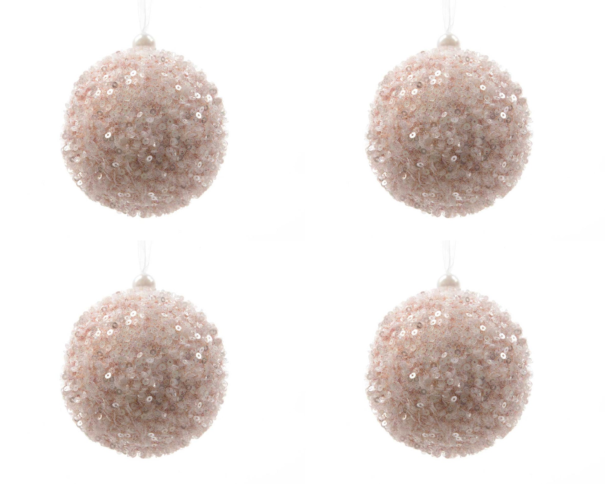 OFFERTA 4 PALLINE PERLINATE ROSA 8CM