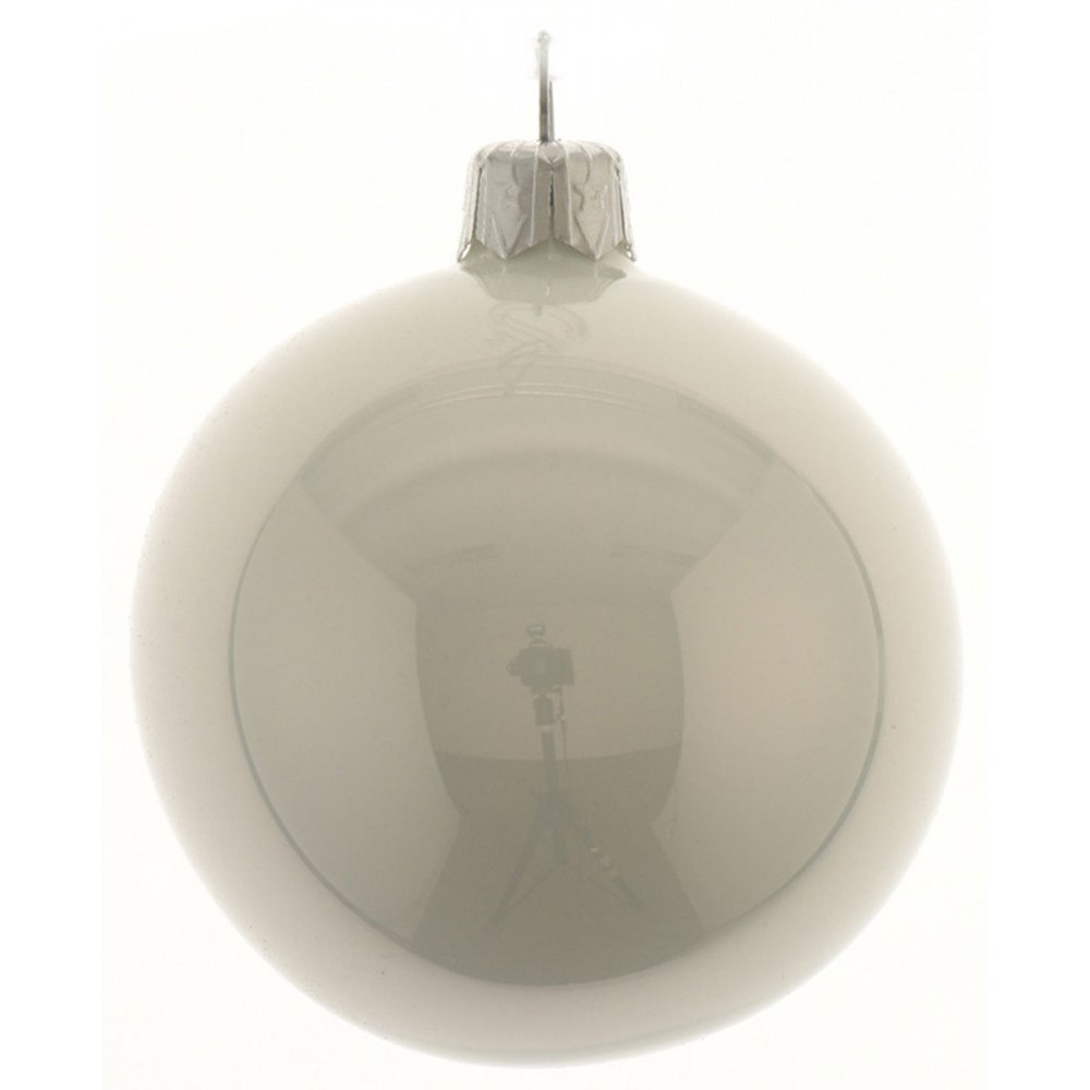 PALLINA DI NATALE IN VETRO BIANCO INVERNO LUCIDO 10CM