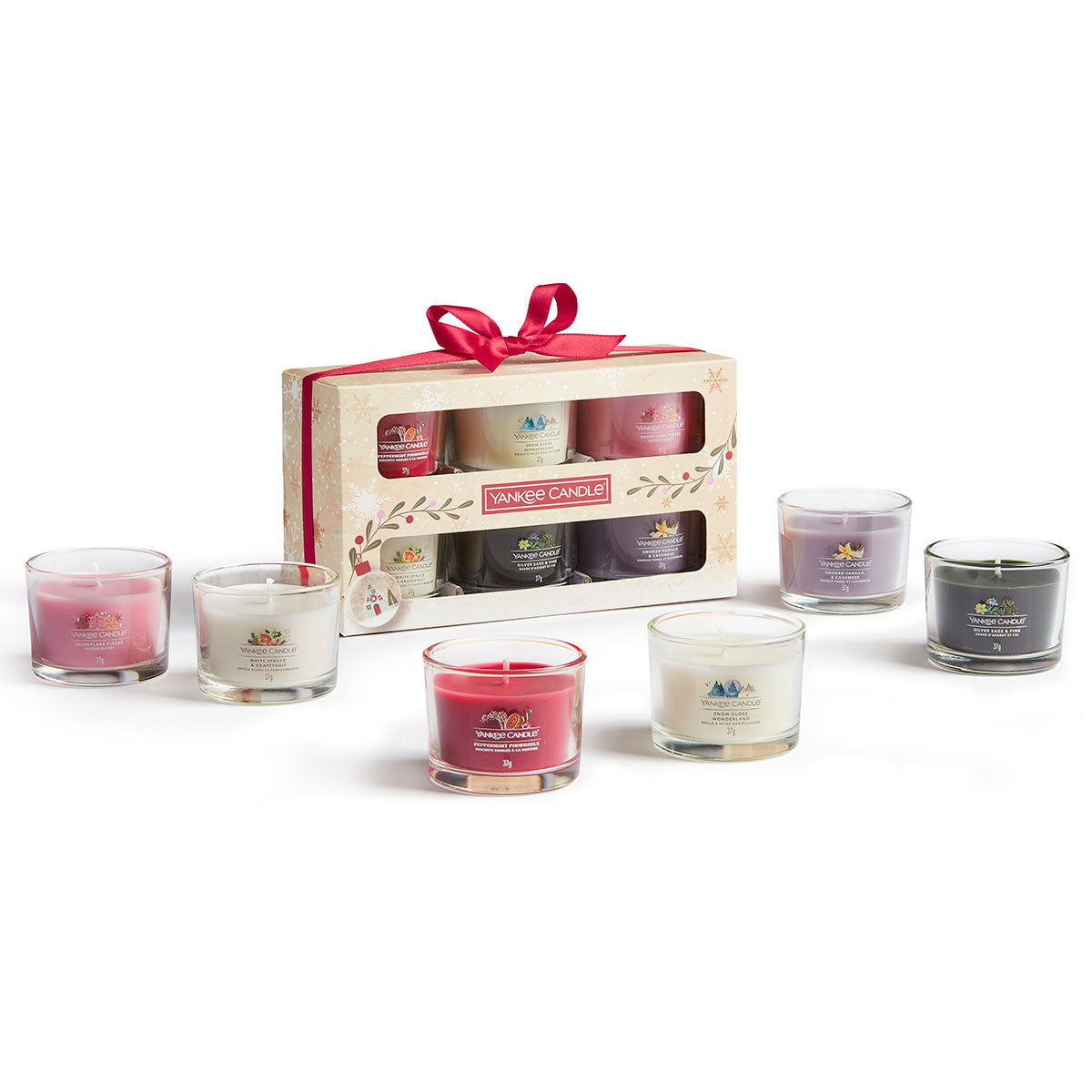 CONFEZIONE REGALO CON 6 CANDELE VOTIVE IN VETRO