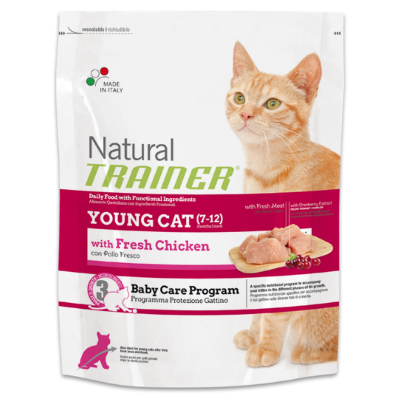 NATURAL TRAINER SACCO CROCCHETTE GATTO YOUNG NATURAL 300 GR POLLO FRESCO