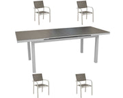 OFFERTA TAVOLO ONDINE 160/213X90 CON 4 POLTRONE DUCA BIANCO/TALPA