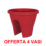 OFFERTA 4 VASO CORSICA FLOWER BRIDGE 30CM  ROSSO MIRTILLO