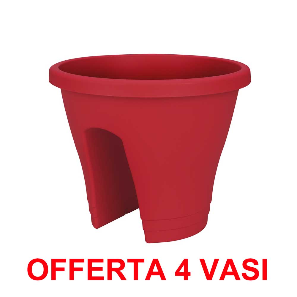 OFFERTA 4 VASO CORSICA FLOWER BRIDGE 30CM  ROSSO MIRTILLO