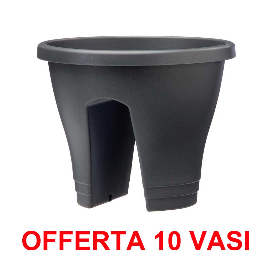 OFFERTA 10 VASO CORSICA FLOWER BRIDGE 30CM ANTHRACITE