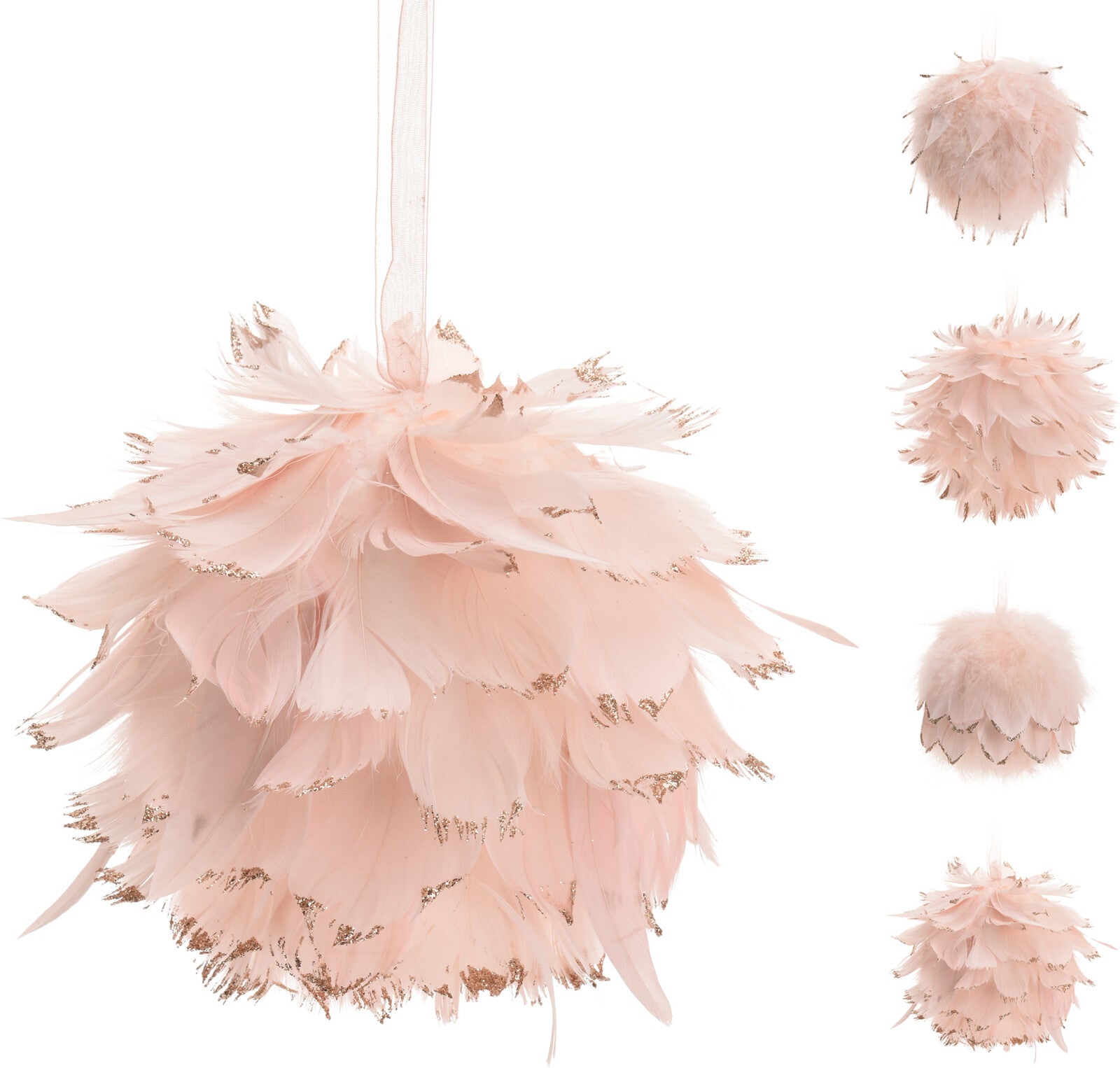 OFFERTA 6 PALLINE CON FOGLIE ROSA 10CM ASSORTITE