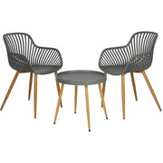 Set Arredo Balcone 1 Tavolo e 2 Sedie Grigio