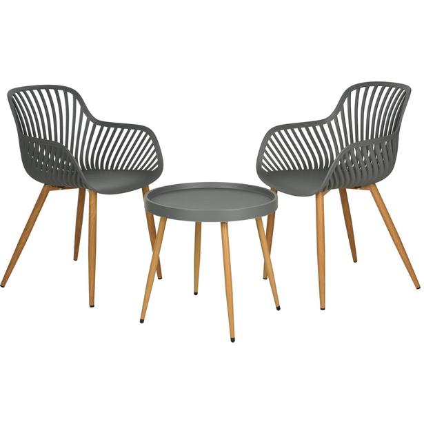 Set Arredo Balcone 1 Tavolo e 2 Sedie Grigio